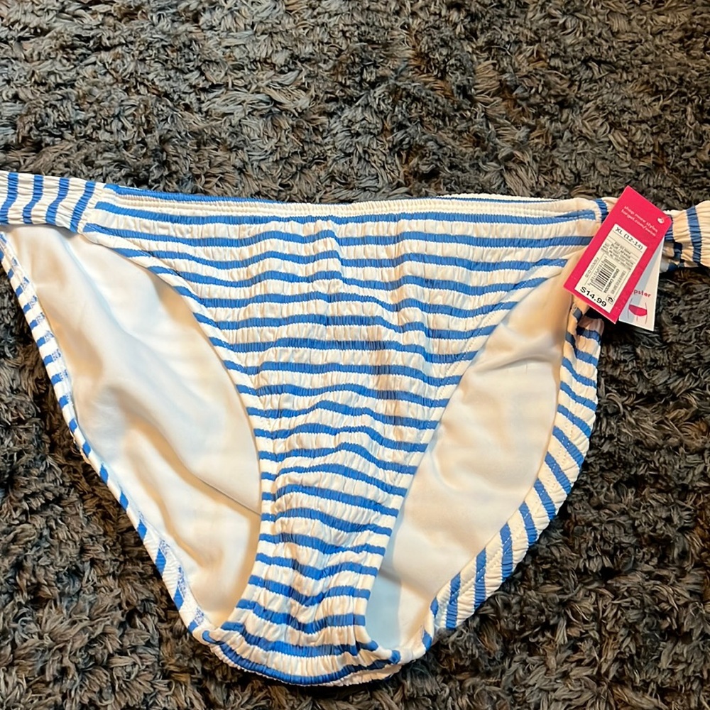 Blue ruffled bikini bottoms